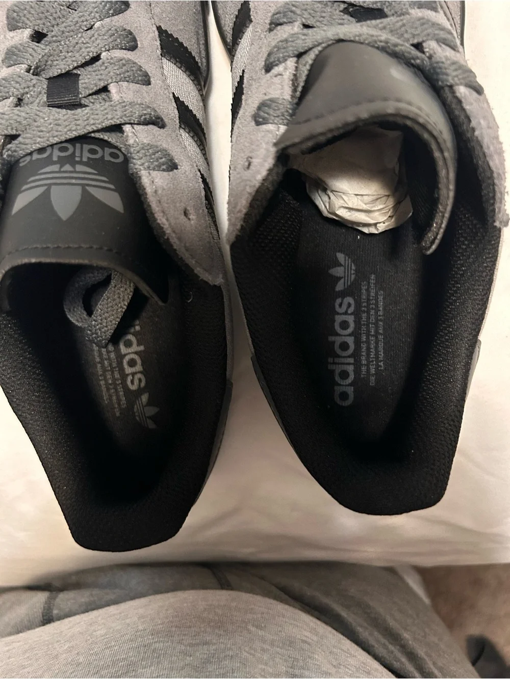 adidas Men's Gray Canvas Sneakers with Black Stripes